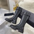 Women's long boots Shoes round toe high-top motorcycle boots