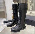 Women's long boots Shoes round toe high-top motorcycle boots