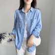 Women Fashion Long Sleeve shirt Summer Casual Denim Tee Shirt