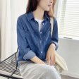 Women Fashion Long Sleeve shirt Summer Casual Denim Tee Shirt